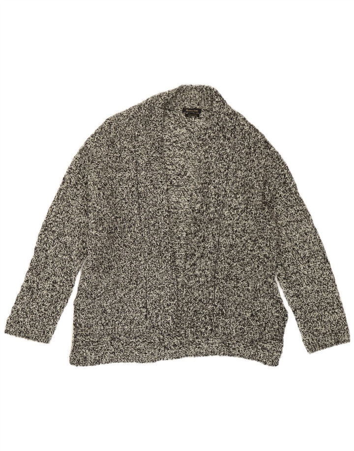 Massimo Dutti Womens Open Cardigan Sweater UK 18 XL Grey Flecked