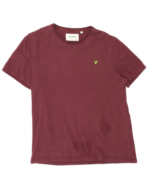 Lyle & Scott Mens T-Shirt Top XL Burgundy Cotton