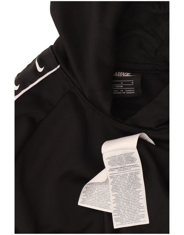 Nike Boys Graphic Hoodie Jumper 12-13 Years Large Black Polyester