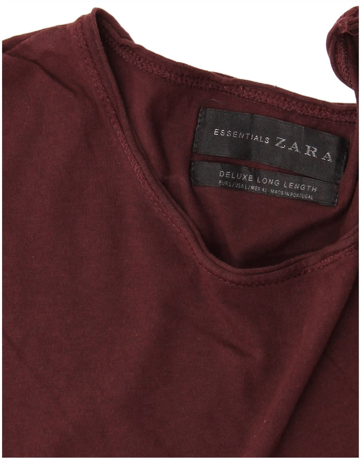 ZARA Mens Long T-Shirt Top Large Burgundy