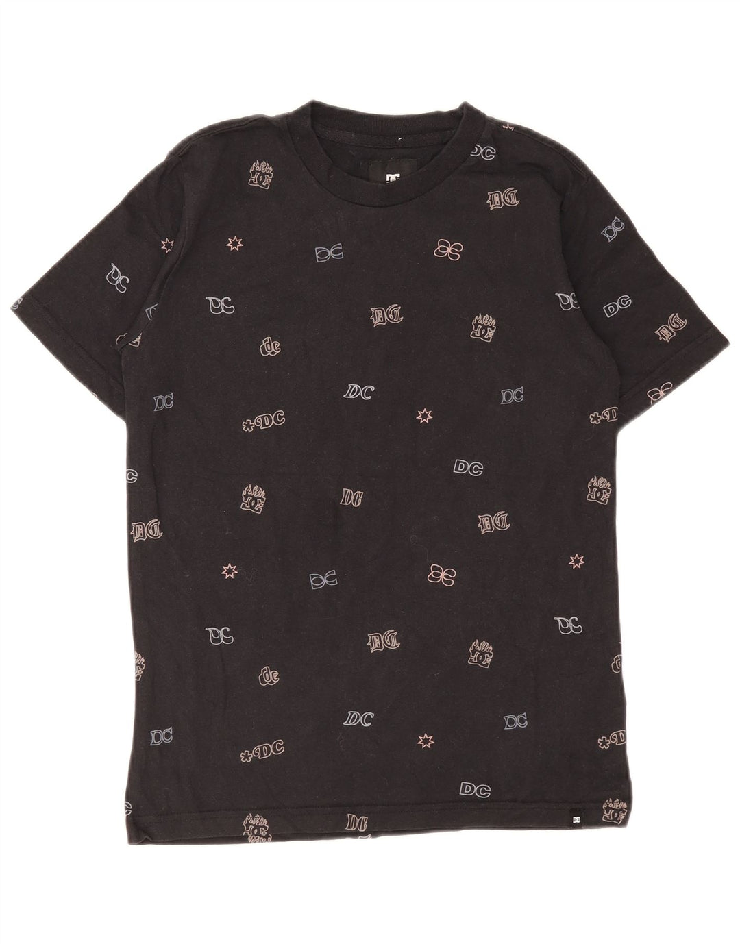 DC Boys Graphic T-Shirt Top 13-14 Years Large Black Cotton