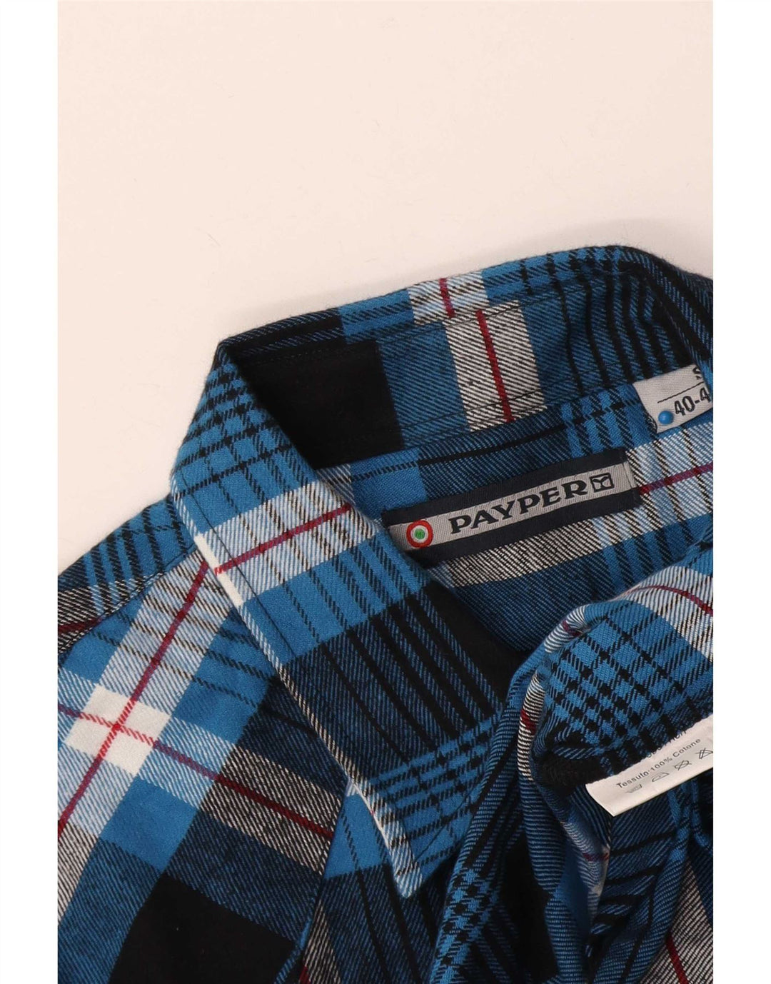 Payper Mens Regular Fit Flannel Shirt Small Blue Plaid Cotton