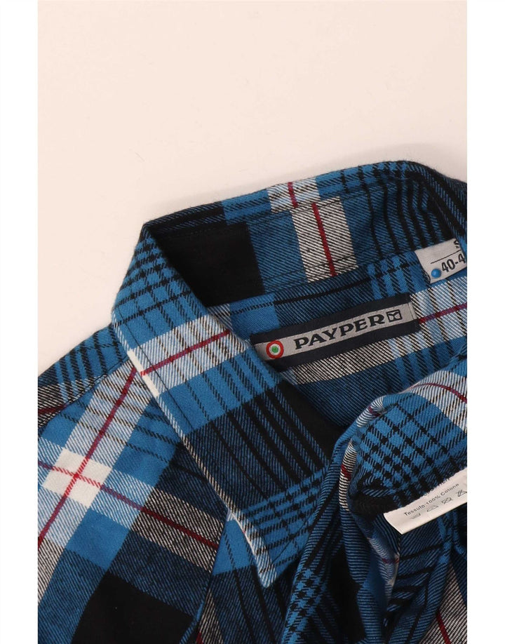 Payper Mens Regular Fit Flannel Shirt Small Blue Plaid Cotton