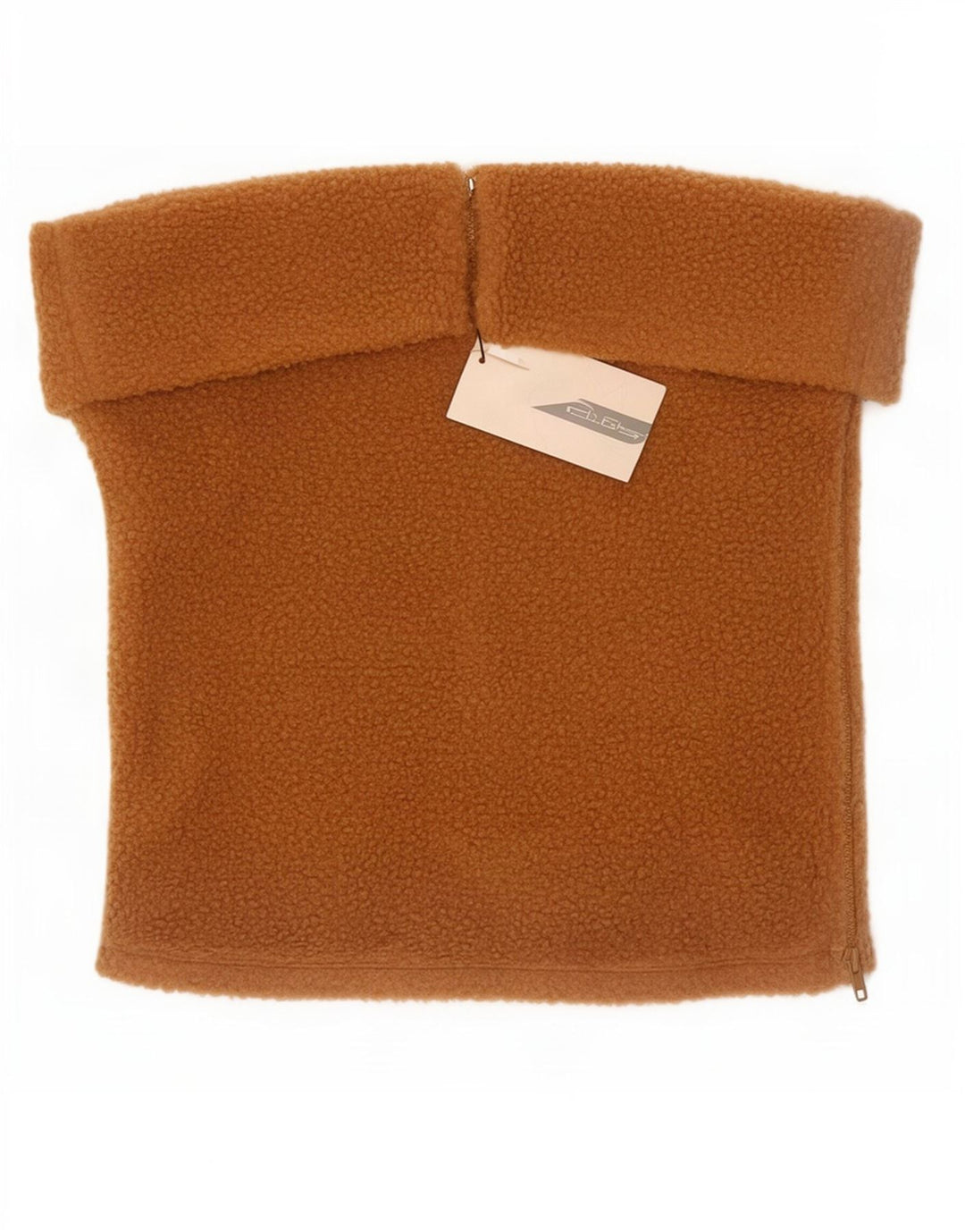 Zara Womens Crop Fleece Strapless Top UK 18 XL Brown Polyester