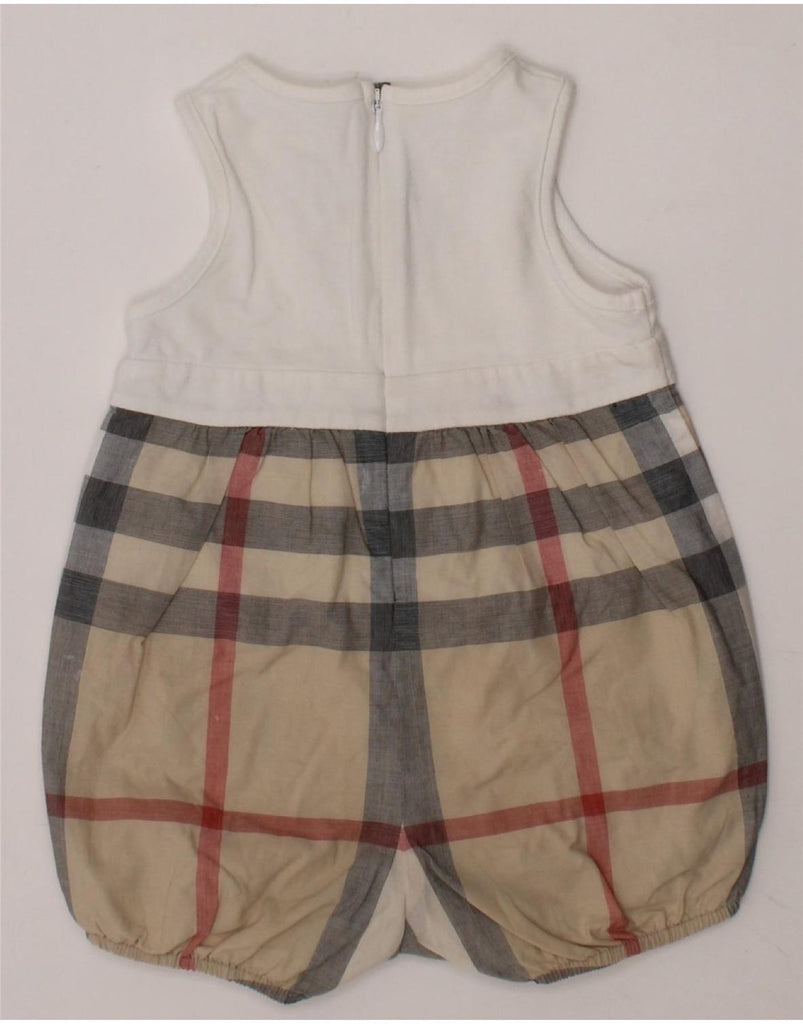 BURBERRY Baby Girls Sleeveless Playsuit 0-3 Months White Check Cotton Vintage Burberry and Second-Hand Burberry from Messina Hembry 