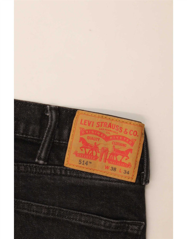 Levi's Mens 514 Straight Jeans W38 L34 Black Cotton