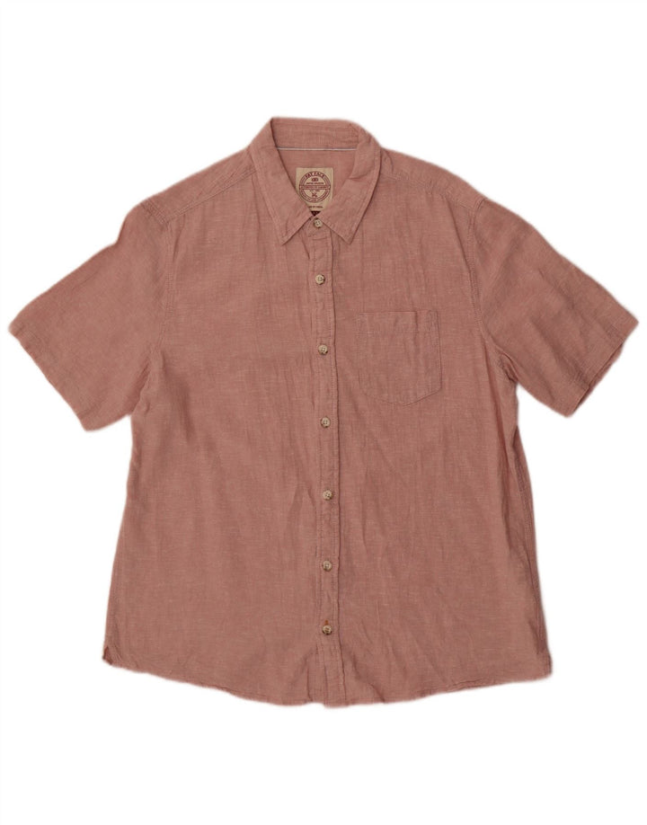 Fat Face Mens Short Sleeve Shirt Large Pink Linen