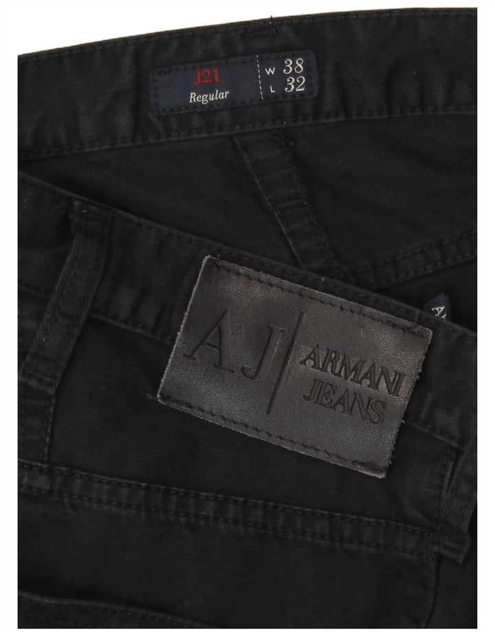 Armani Mens Regular Straight Jeans W38 L32 Black Cotton