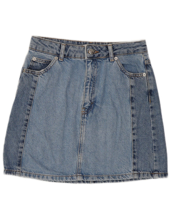 Topshop Womens Mini Denim Skirt UK 8 Small W26  Blue Cotton