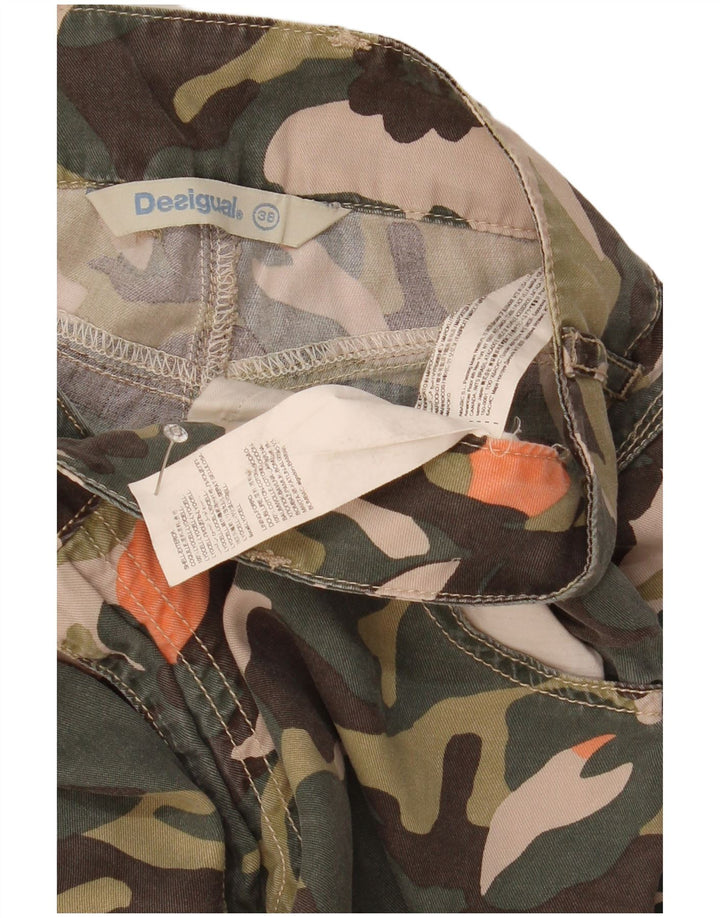 Desigual Womens Cargo Trousers EU 38 Medium W29 L29 Green Camouflage