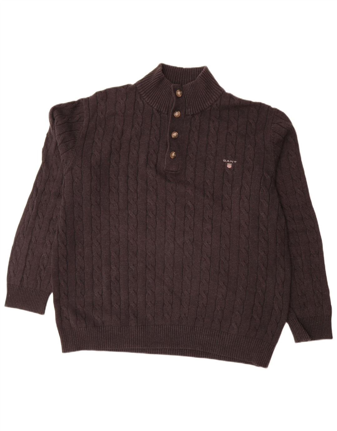 Gant Mens Button Neck Jumper Sweater 2XL Black Cotton