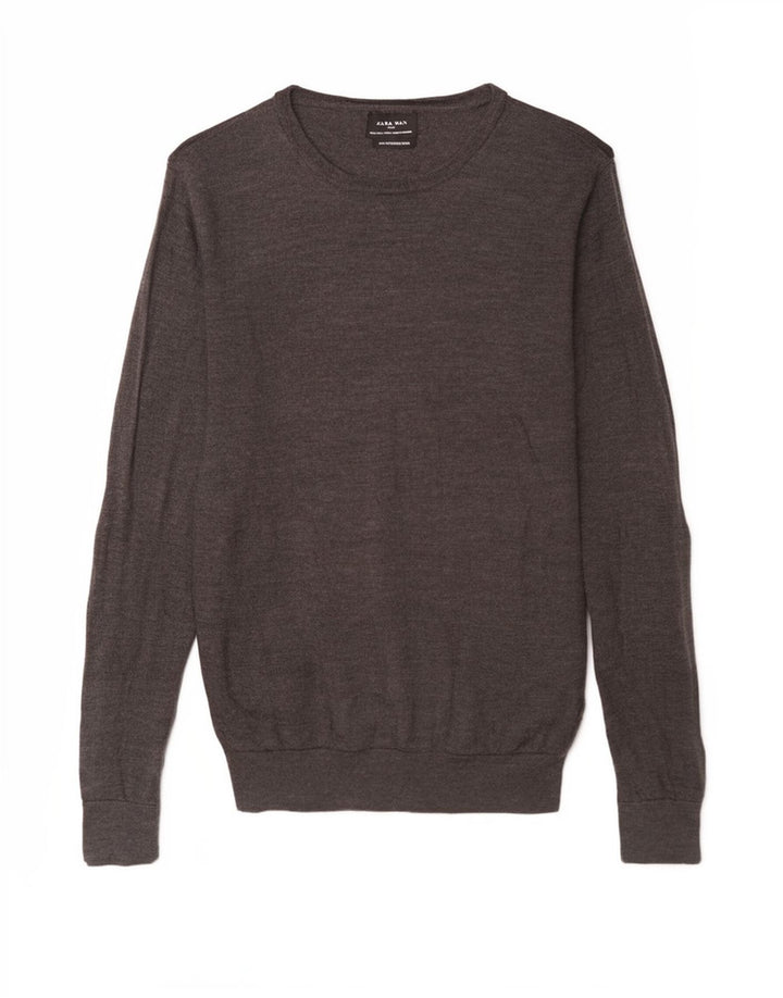 Zara Mens Jumper Sweater Large Grey Wool