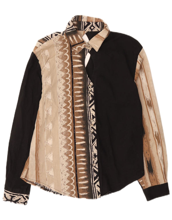 Vintage Womens Shirt Blouse UK 14 Large Black Geometric