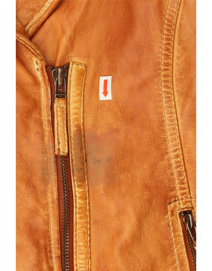 Gipsy Womens Leather Biker Jacket UK 14 Medium Brown Leather