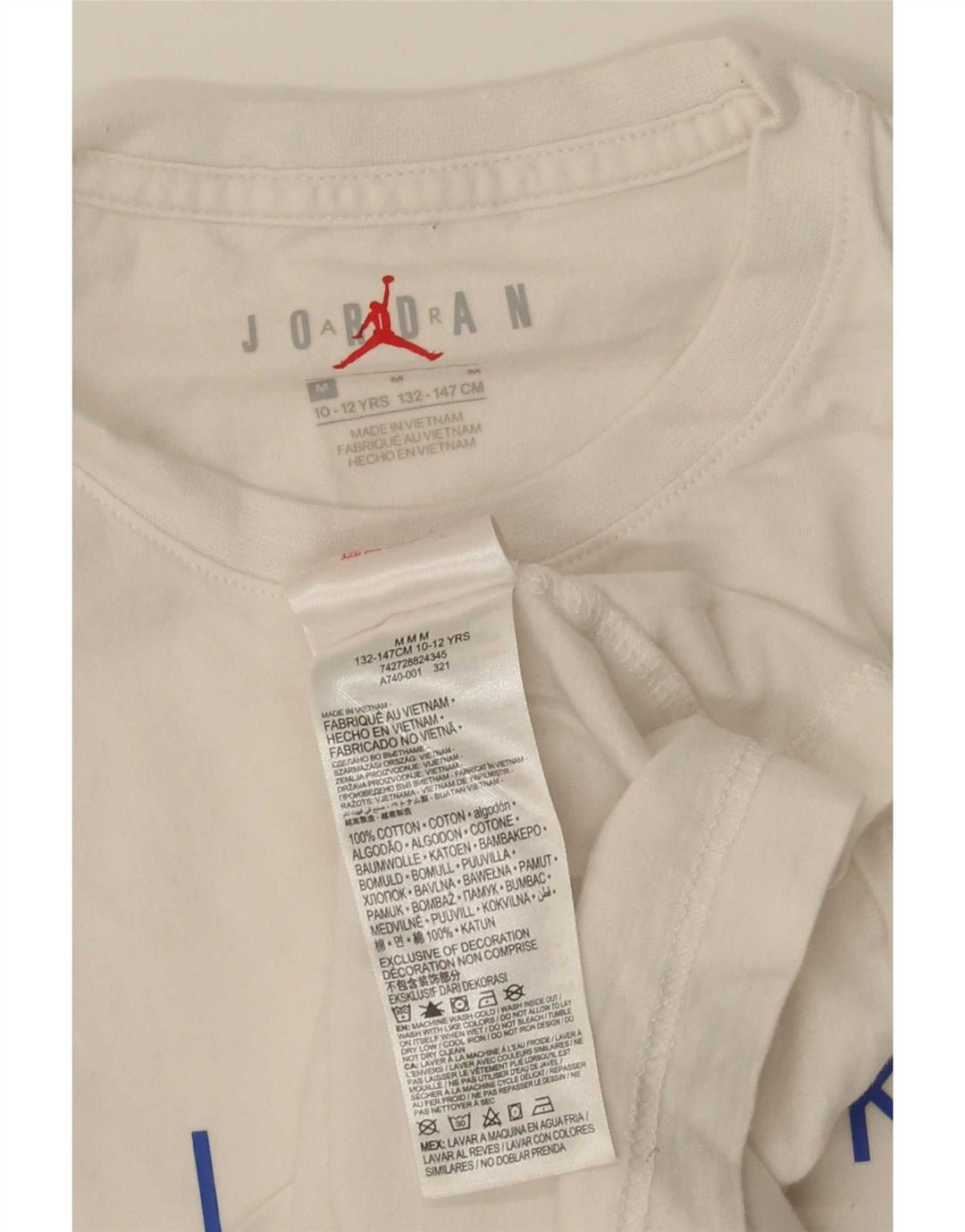 Jordan Boys Regular Graphic T-Shirt Top 10-11 Years White Cotton