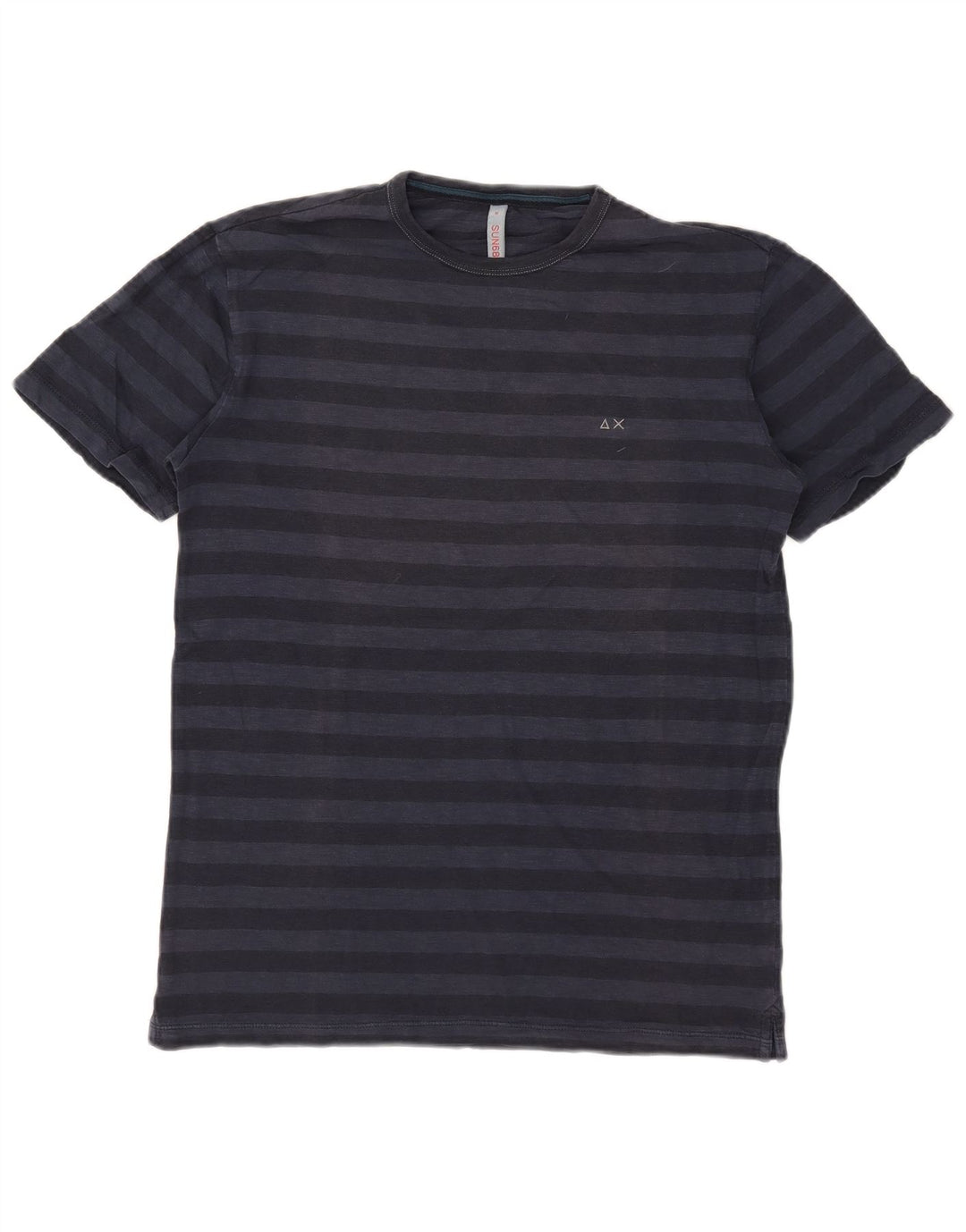 SUN68 Mens T-Shirt Top Medium Navy Blue Striped Cotton
