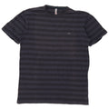 SUN68 Mens T-Shirt Top Medium Navy Blue Striped Cotton