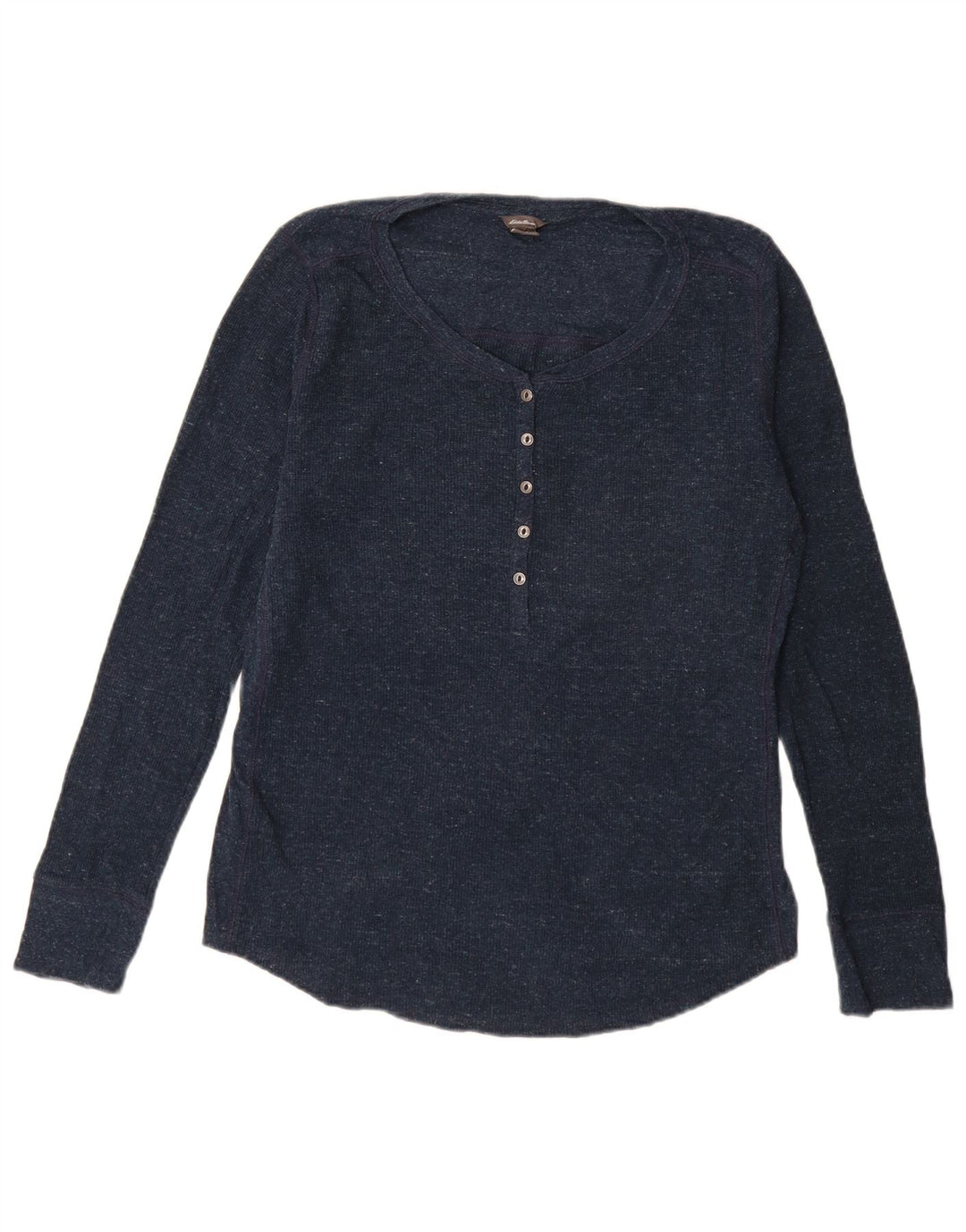 EDDIE BAUER Womens Top Long Sleeve UK 16 Large Navy Blue Cotton