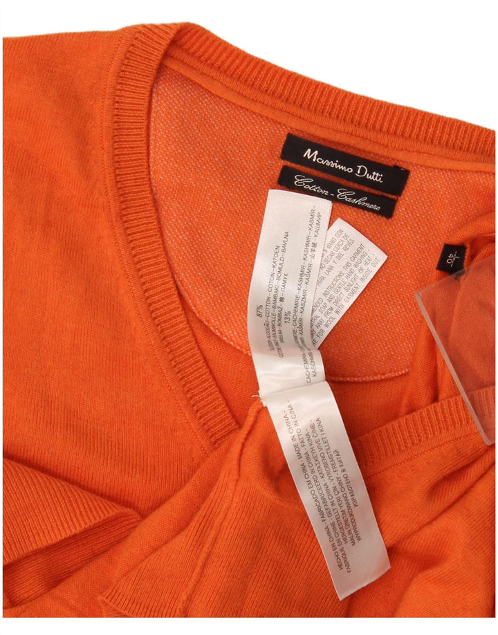Massimo Dutti Mens V-Neck Jumper Sweater Large Orange Cotton