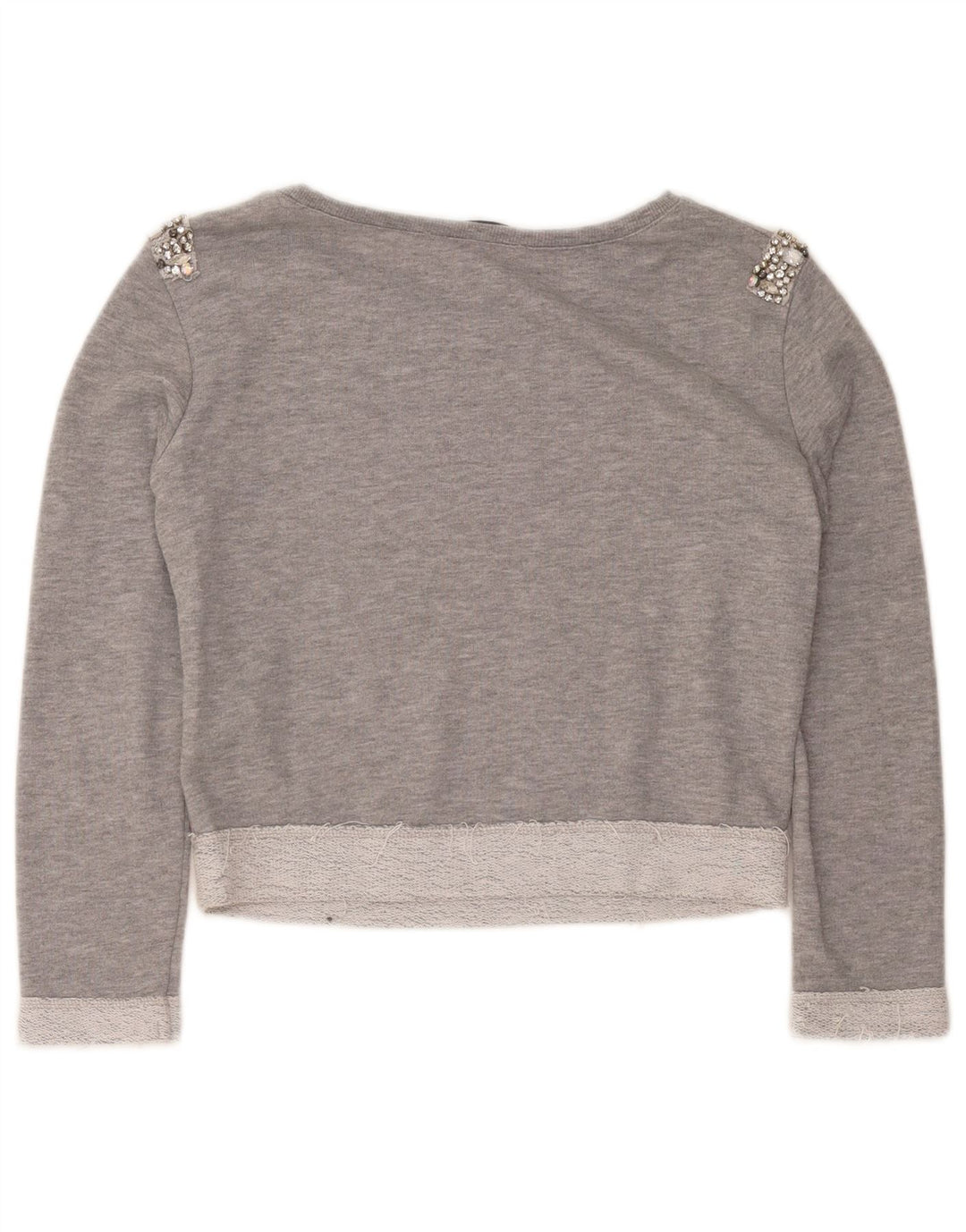 Guess Womens Crop Oversized Sweatshirt Jumper UK 6 XS Grey Cotton
