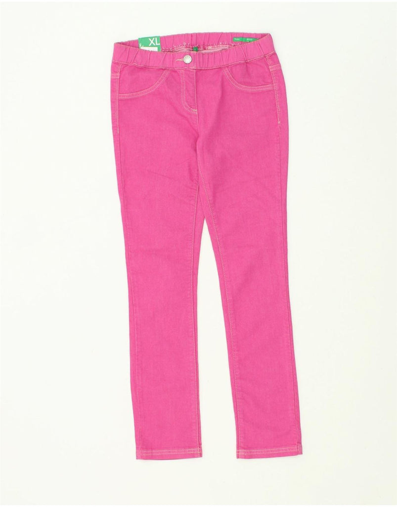 BENETTON Girls Skinny Jegging Jeans 10-11 Years XL W26 L26  Pink Polyester | Vintage Benetton | Thrift | Second-Hand Benetton | Used Clothing | Messina Hembry 