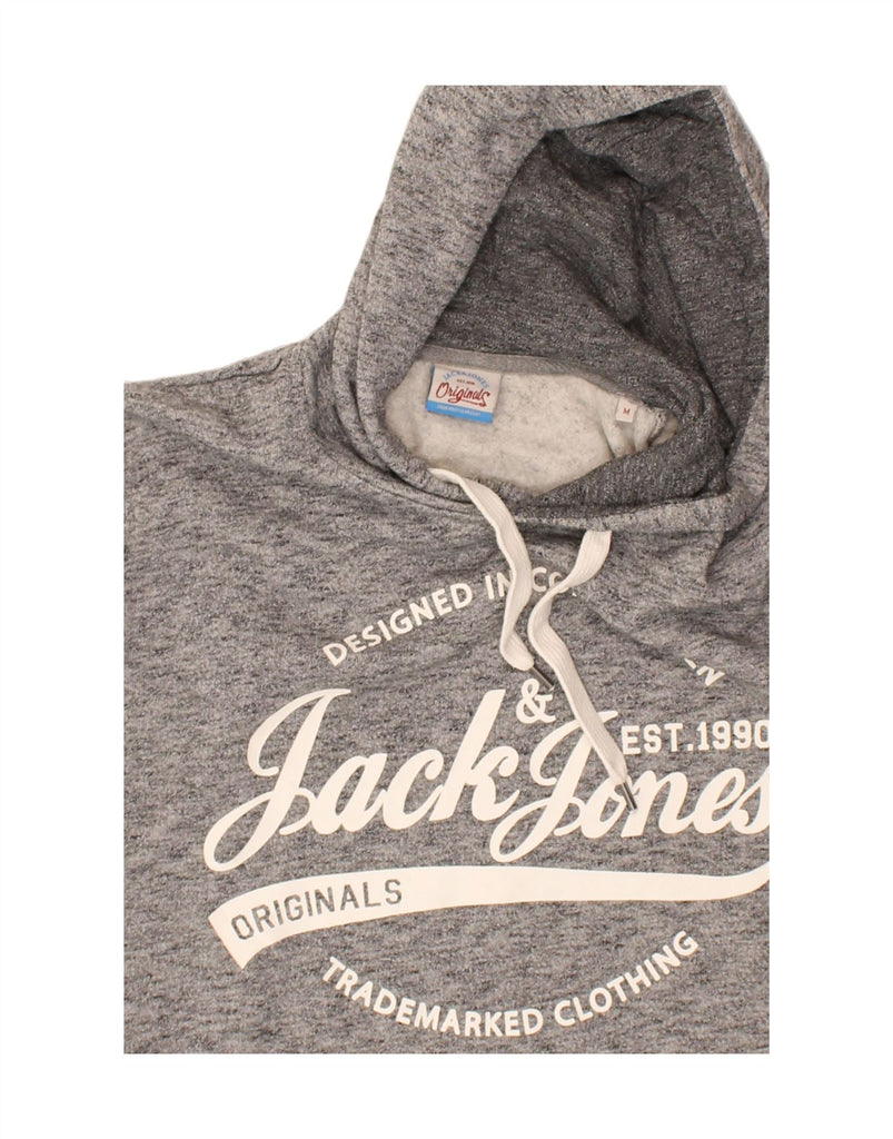 JACK & JONES Mens Graphic Hoodie Jumper Medium Grey Flecked Cotton | Vintage Jack & Jones | Thrift | Second-Hand Jack & Jones | Used Clothing | Messina Hembry 