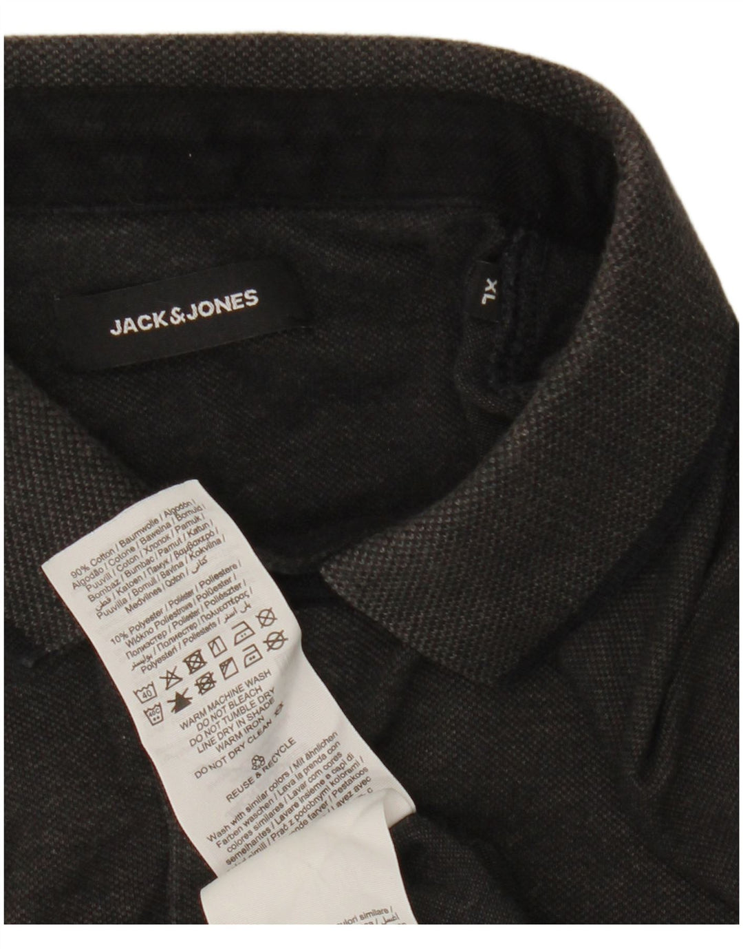 Jack & Jones Mens Polo Shirt XL Black Cotton