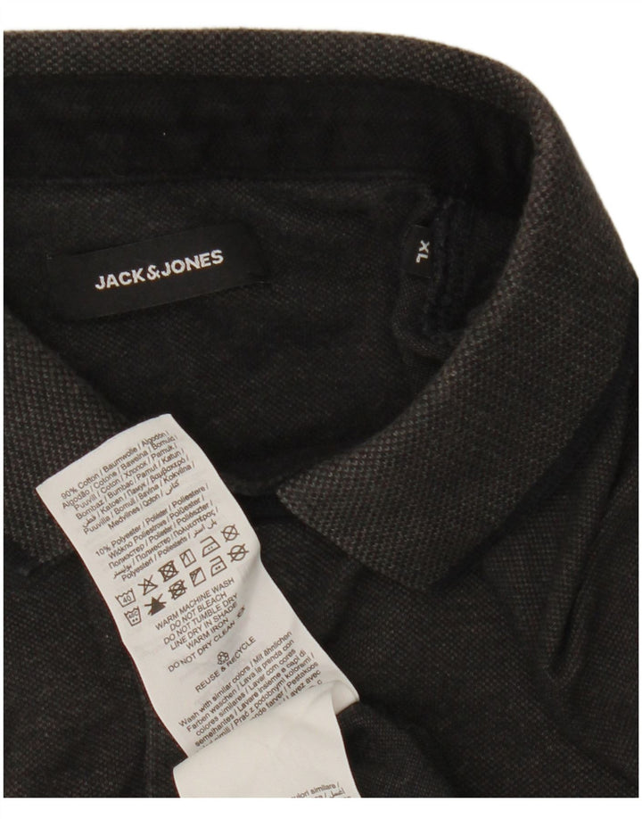 Jack & Jones Mens Polo Shirt XL Black Cotton