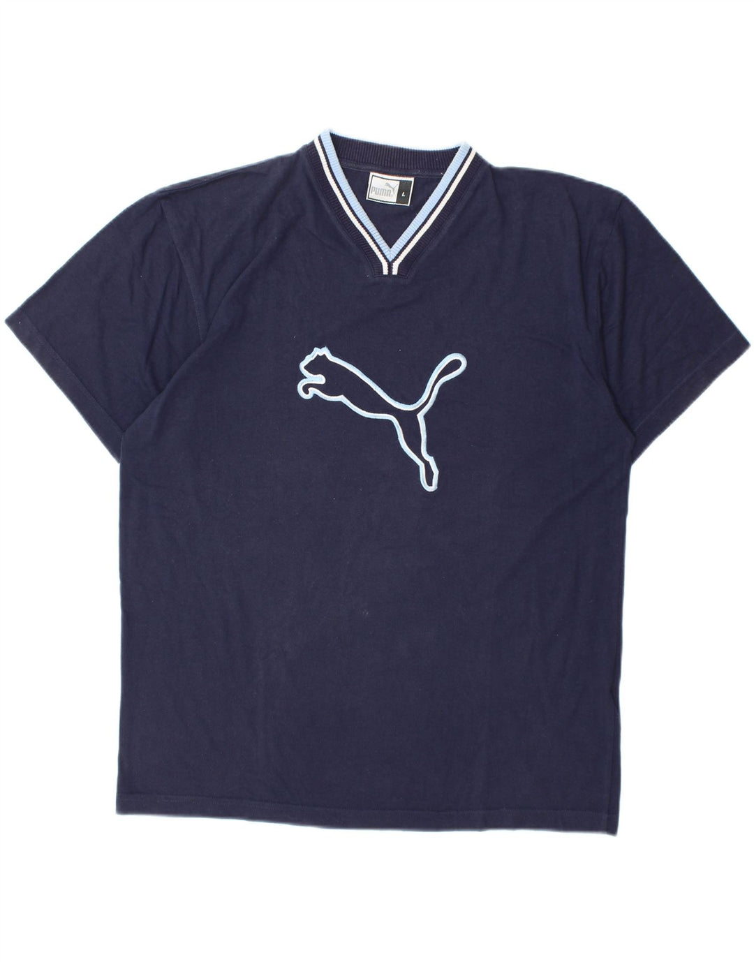 PUMA Mens Graphic T-Shirt Top Large Navy Blue Cotton