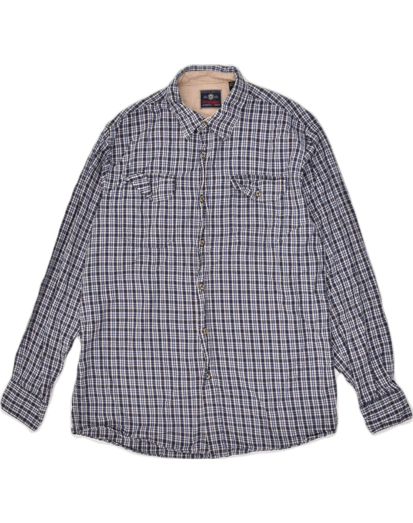 WRANGLER Mens Shirt Medium Navy Blue Check Cotton | Vintage Wrangler | Thrift | Second-Hand Wrangler | Used Clothing | Messina Hembry 