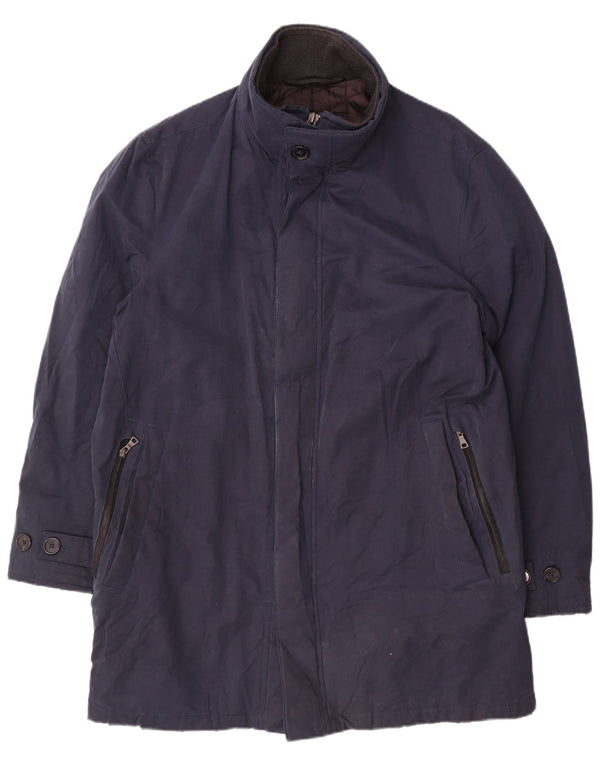 Marks & Spencer Mens Windbreaker Coat UK 38 Medium Navy Blue Cotton