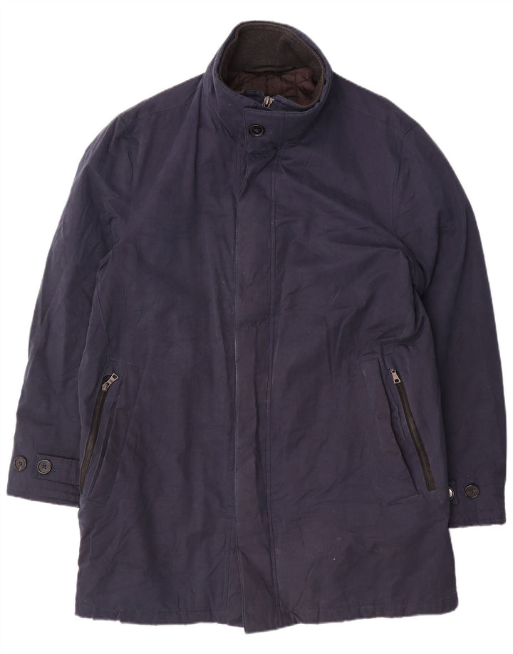 Marks & Spencer Mens Windbreaker Coat UK 38 Medium Navy Blue Cotton