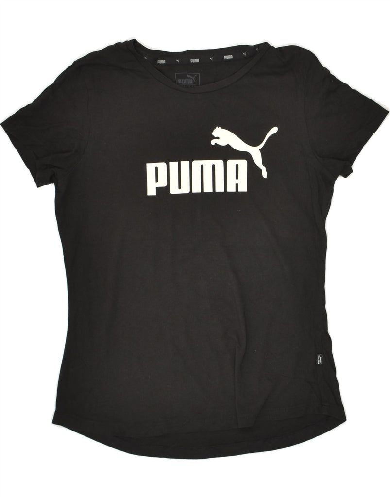 PUMA Womens Graphic T-Shirt Top UK 12 Medium Black | Vintage Puma | Thrift | Second-Hand Puma | Used Clothing | Messina Hembry 
