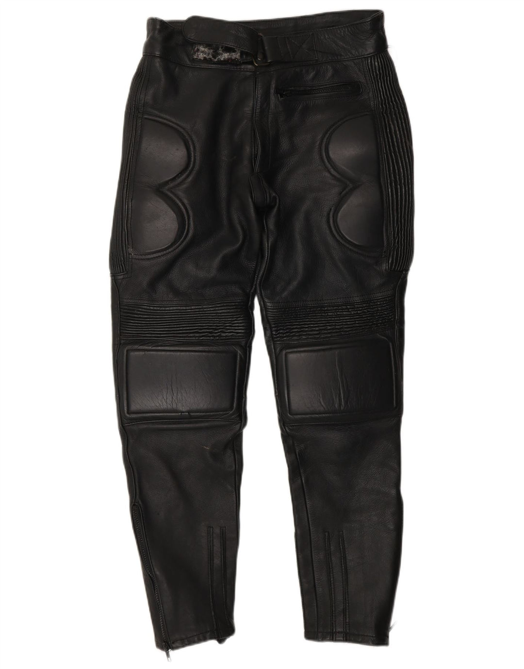 VINTAGE Mens Biker Leather Trousers W32 L23 Black