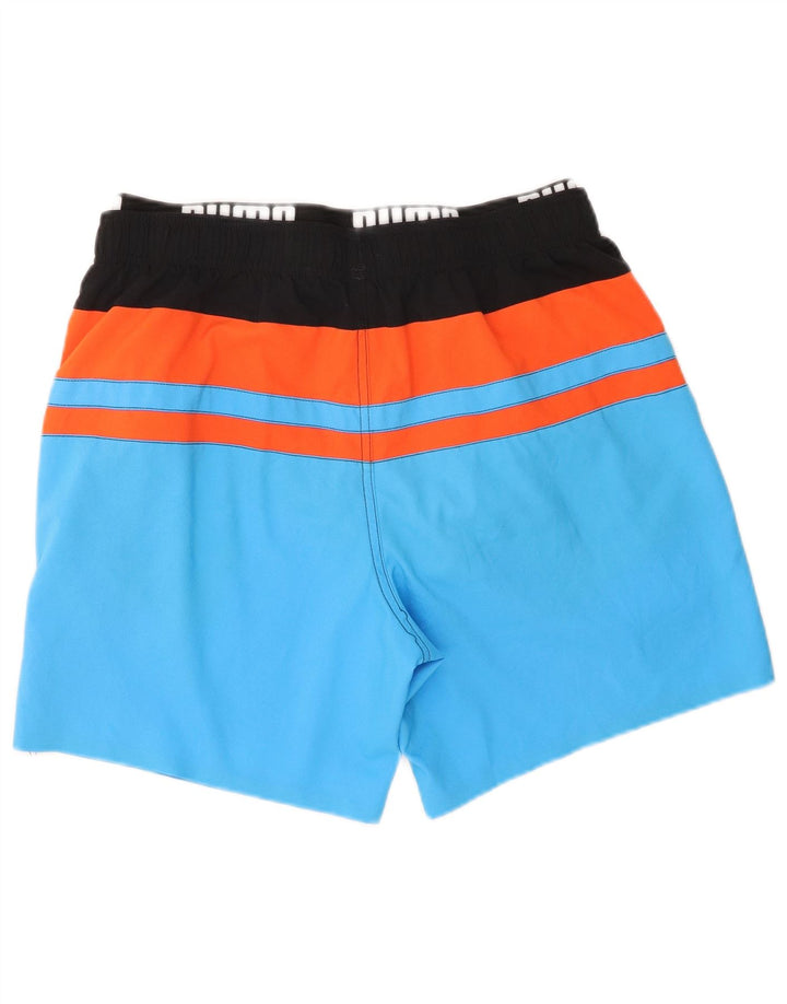 Puma Mens Graphic Swimming Shorts Medium Blue Colourblock Polyester