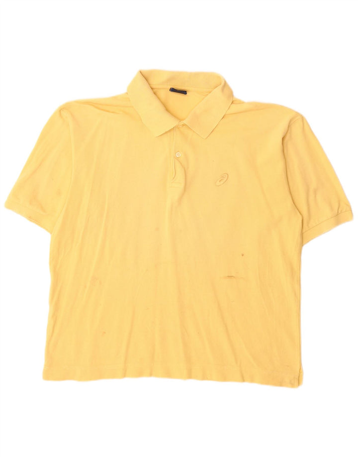 Asics Mens Polo Shirt Large Yellow Cotton
