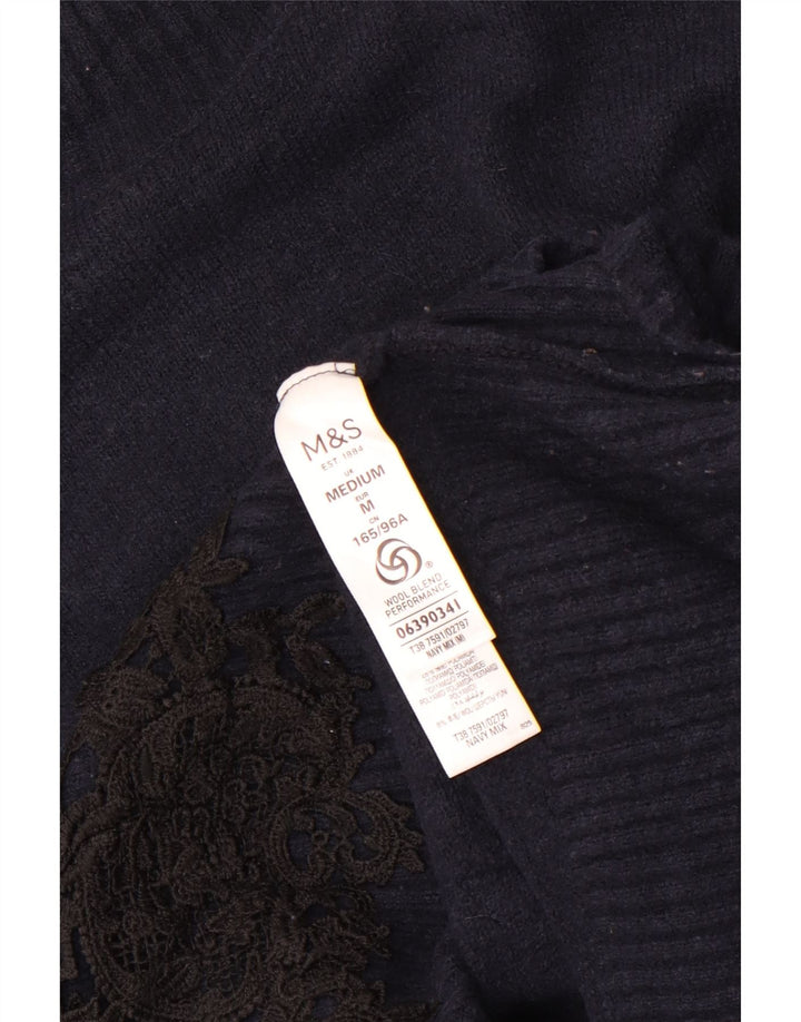 Marks & Spencer Womens Turtle Neck Jumper Sweater UK 14 Medium Navy Blue