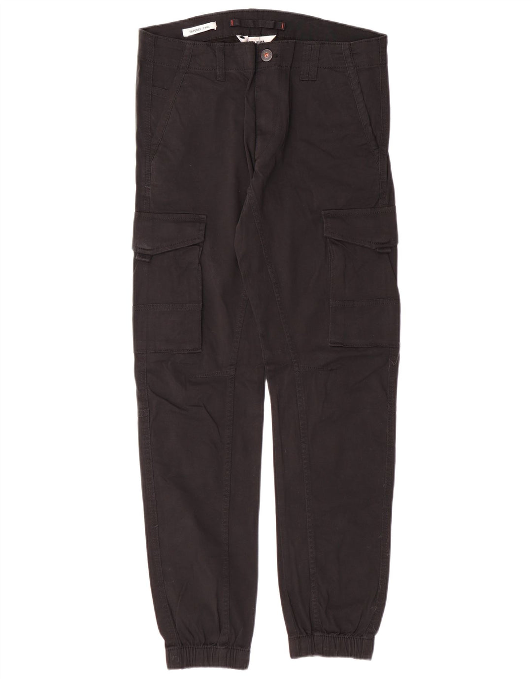 JACK & JONES Mens Paul Tapered Cargo Trousers W31 L32 Black Cotton Classic