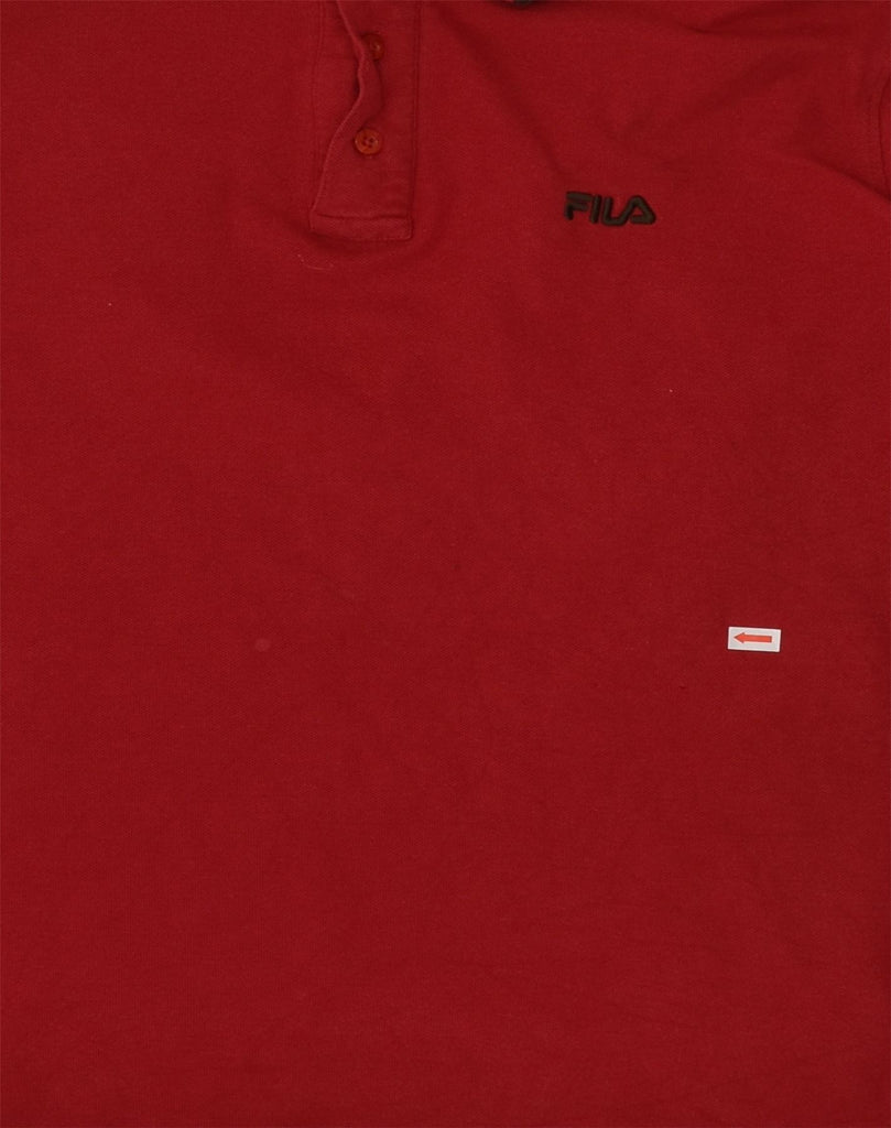 FILA Mens Long Sleeve Polo Shirt Medium Red Cotton | Vintage Fila | Thrift | Second-Hand Fila | Used Clothing | Messina Hembry 