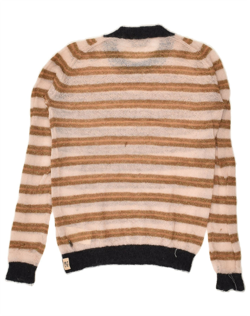 SCOTCH & SODA Womens Crew Neck Jumper Sweater UK 6 XS Beige Striped Cotton Vintage Scotch & Soda and Second-Hand Scotch & Soda from Messina Hembry 