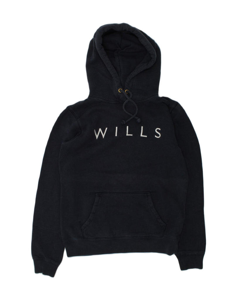 JACK WILLS Womens Graphic Hoodie Jumper UK 12 Medium  Navy Blue Cotton | Vintage Jack Wills | Thrift | Second-Hand Jack Wills | Used Clothing | Messina Hembry 