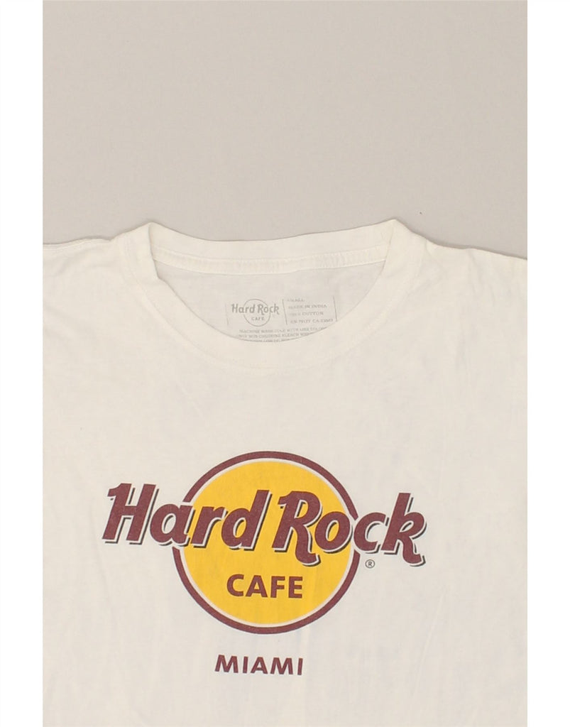 HARD ROCK CAFE Womens Miami Graphic T-Shirt Top UK 10 Small White Cotton | Vintage Hard Rock Cafe | Thrift | Second-Hand Hard Rock Cafe | Used Clothing | Messina Hembry 