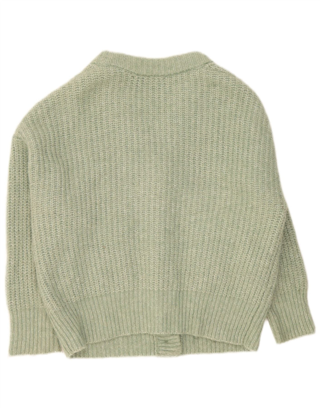 Zara Womens Oversized Cardigan Sweater UK 10 Small Green Flecked Polyester