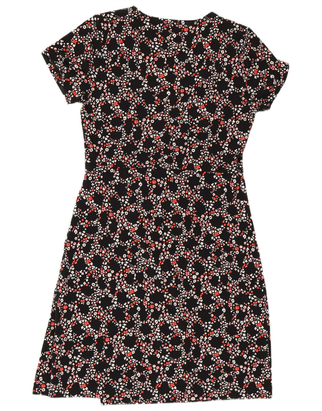 MICHAEL KORS Womens Wrap Dress UK 10 Small Black Floral Polyester