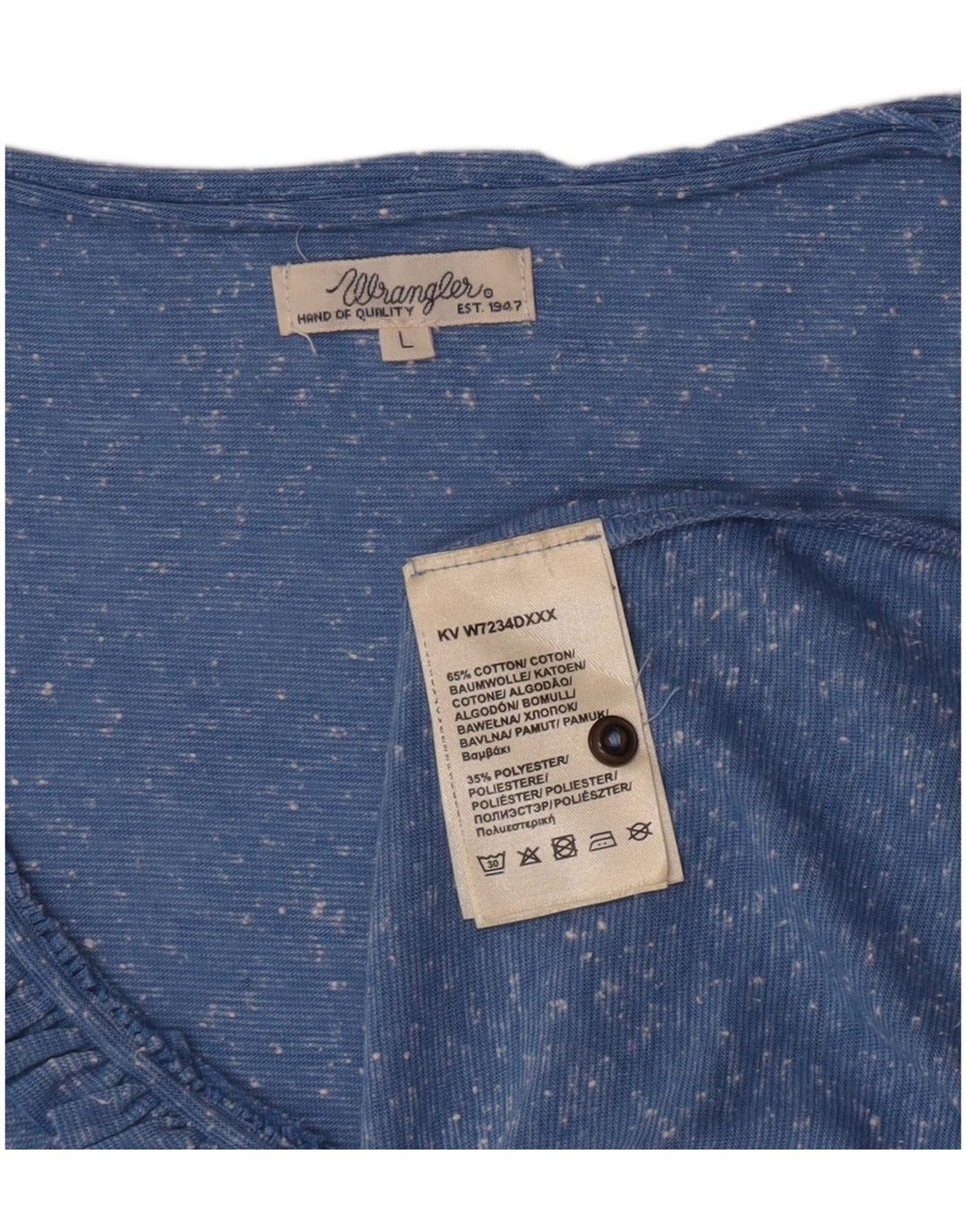 Wrangler Womens Blouse Top UK 14 Large Blue Flecked Cotton