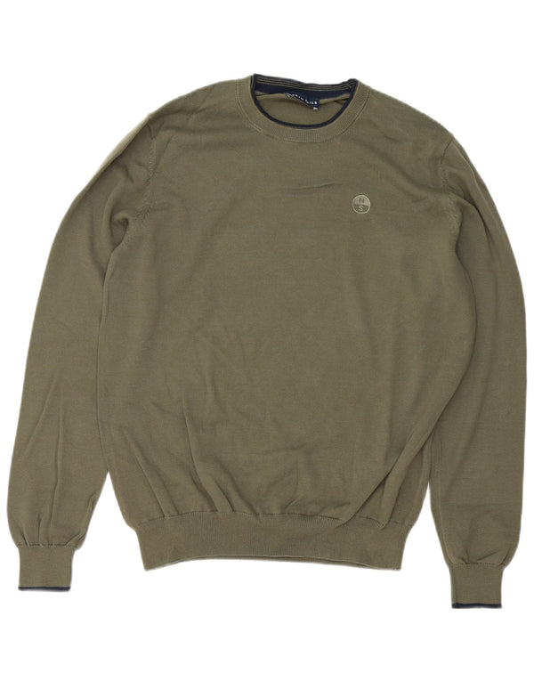 North Sails Mens Crew Neck Jumper Sweater Medium Khaki Cotton