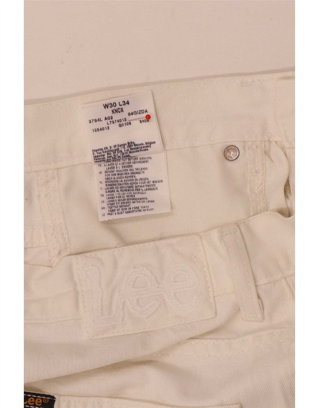 Lee Mens Knox Straight Jeans W30 L34 White Cotton