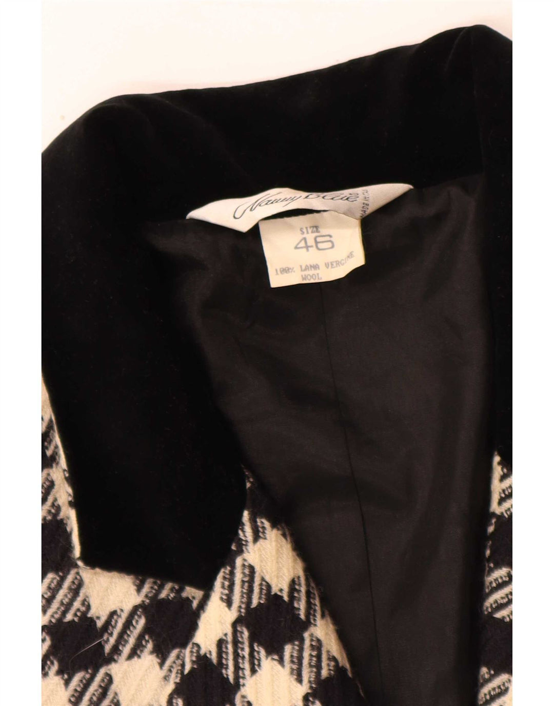 Vintage Womens 3 Button Blazer Jacket IT 46 Large Black Houndstooth Classic