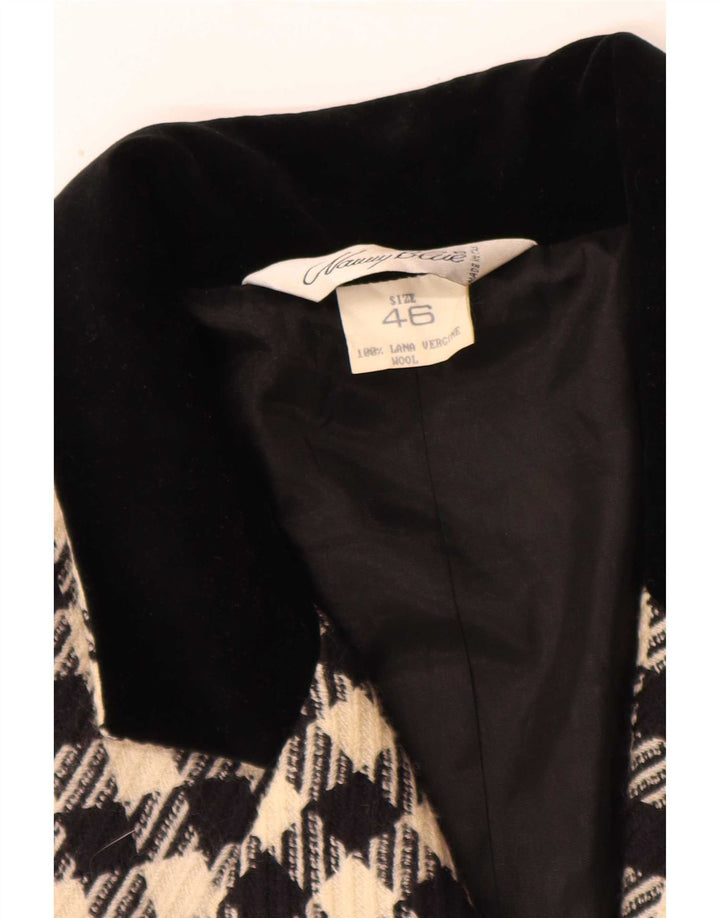 Vintage Womens 3 Button Blazer Jacket IT 46 Large Black Houndstooth Classic