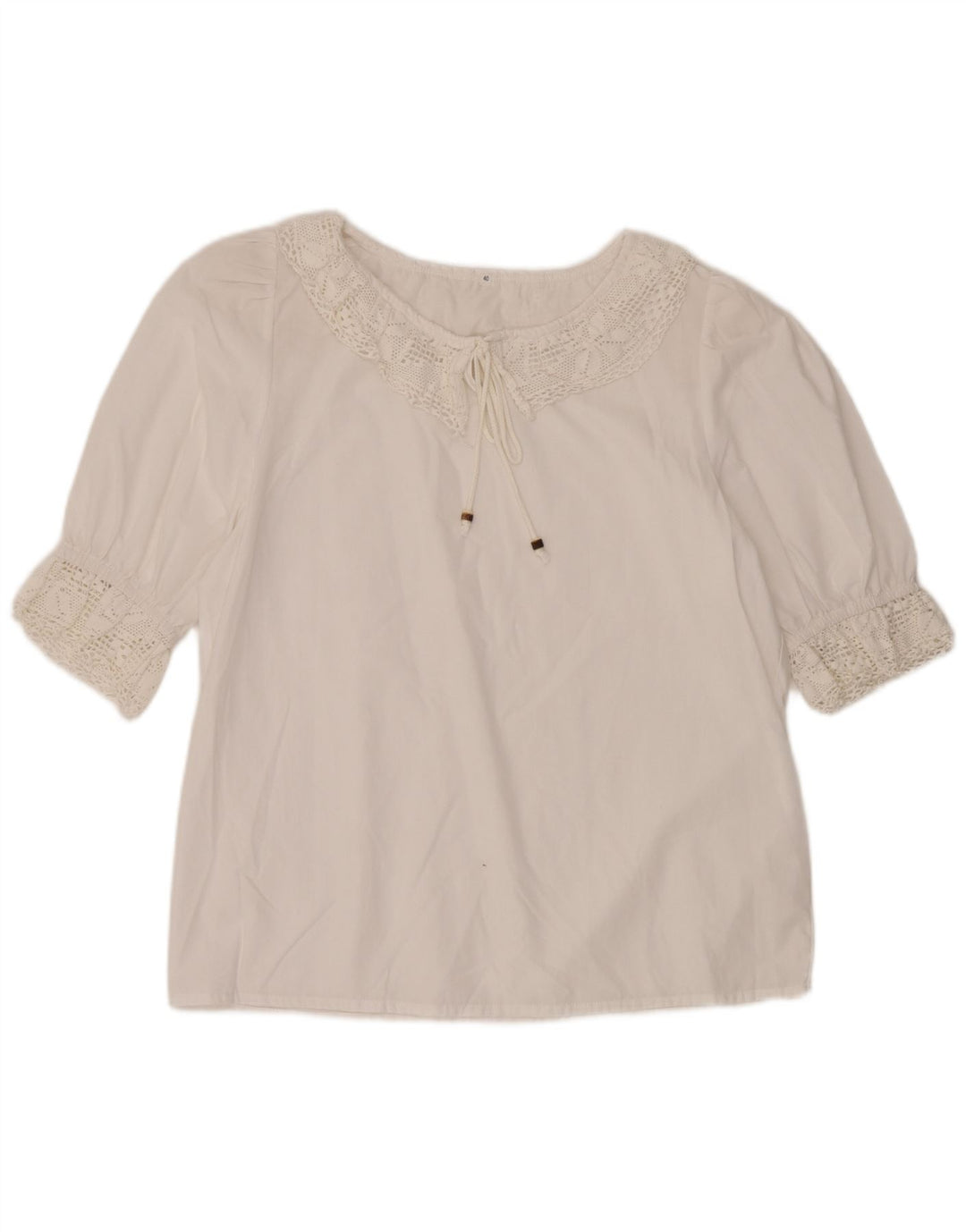Vintage Womens 3/4 Sleeve Blouse Top EU 40 Medium White
